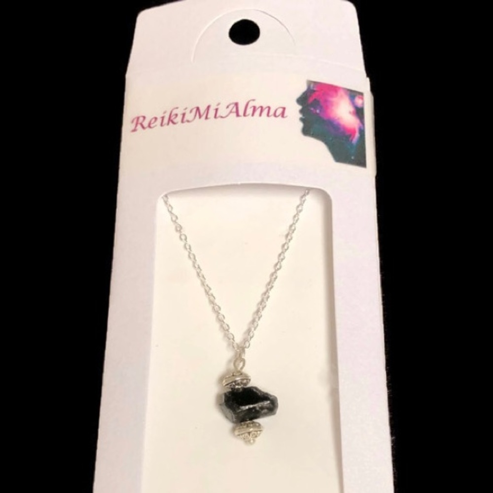 Black Tourmaline  Silver ReikiMiAlma Necklace